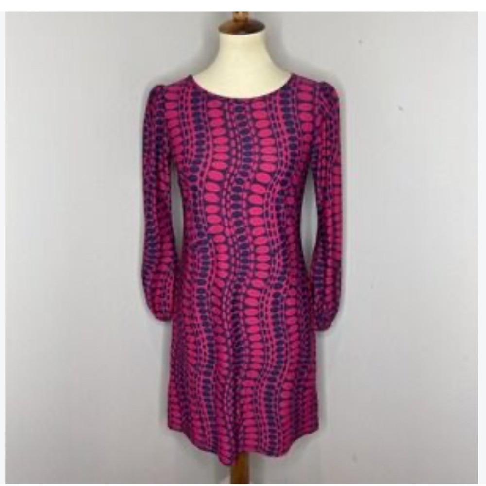 NEW Jude Connally Womens Dress L Red Shannon Geo Croc Preppy Vacay Fall Boho
